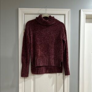 Pink Rose Burgundy Turtleneck Sweater